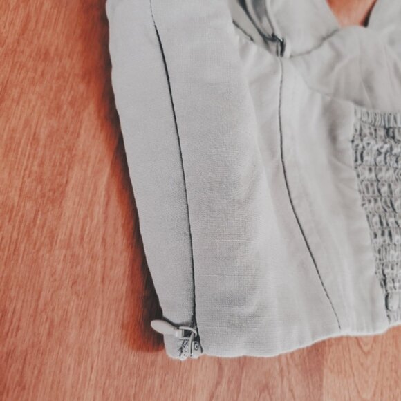 Linen Zara Cropped Wireless Corset Pleated Top- M (SMALL FIT) - Picture 7 of 15